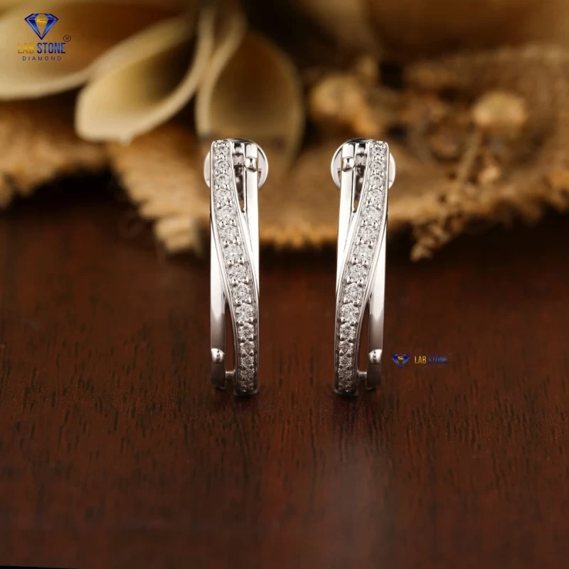 0.434+ Carat Round Brilliant Cut Diamond Earring, Engagement Earring, Wedding Earring, E Color, VVS2-VS2 Clarity