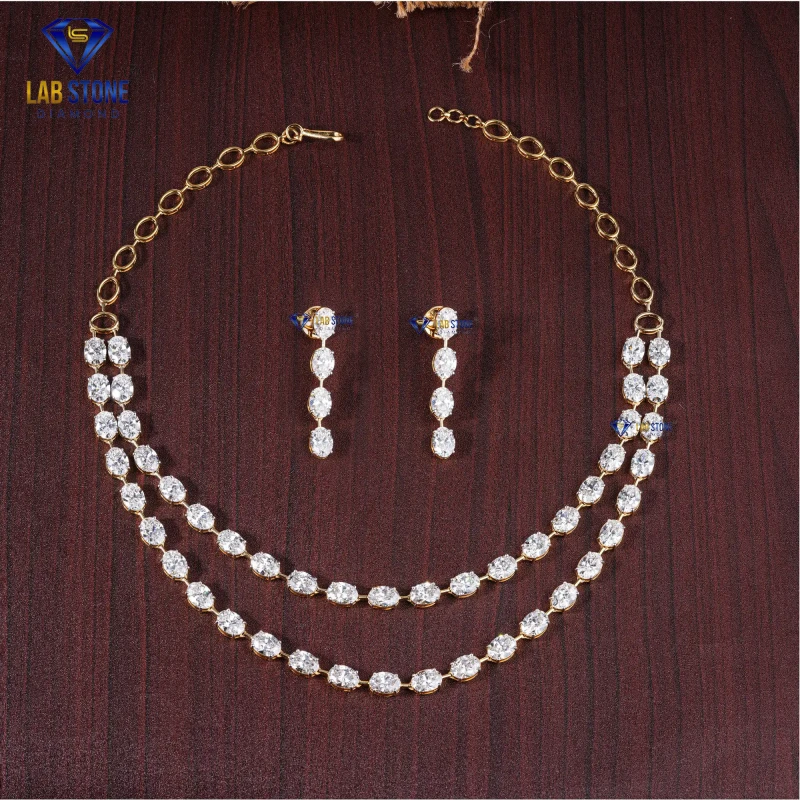 62.10+Carat Oval Cut Diamond Yellow Gold Necklace / Charm Necklace / EF Color VS clarity