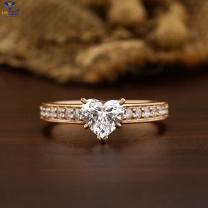 1.518+ Carat Heart And Round Brilliant Cut Diamond Ring, Engagement Ring, Wedding Ring, E Color, VVS2-VS2 Clarity