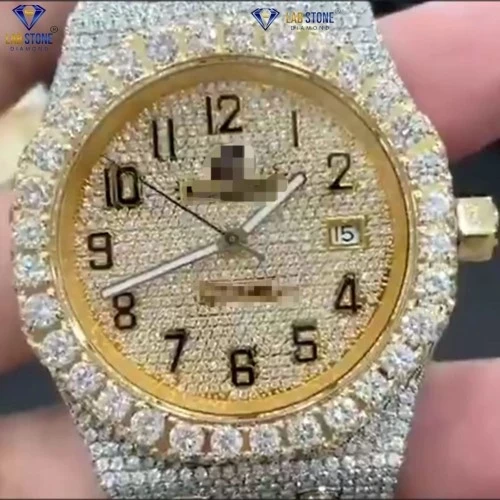 27.85 TDW Round Brilliant Cut Men's Diamond Watch | Luxury Watch | Moissanite Diamond 