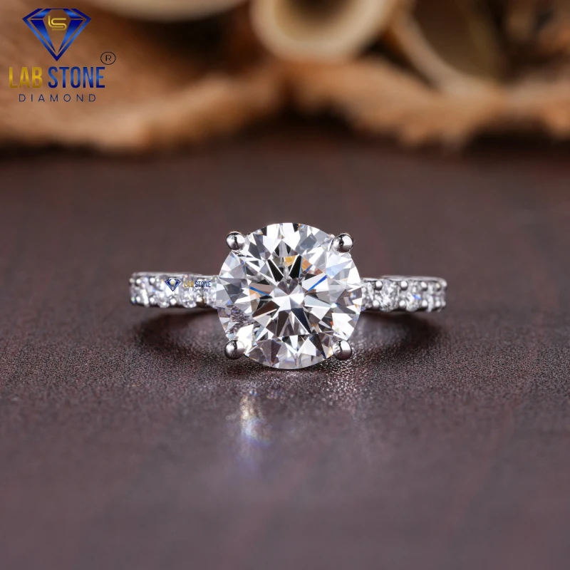 3.78+ Carat Round Cut Diamond White Gold Ring / Wedding Ring / EF-VS Colour