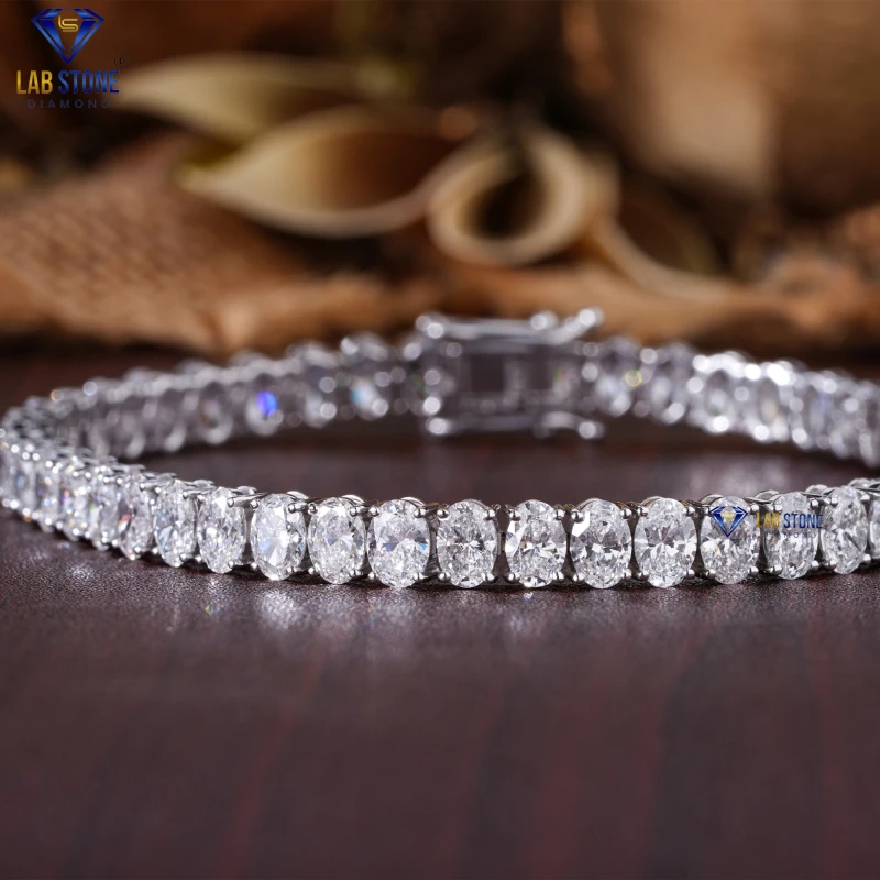 9.90+ Carat Oval Cut Diamond White Gold Bracelet / Tennis Bracelet / EF-VS Colour