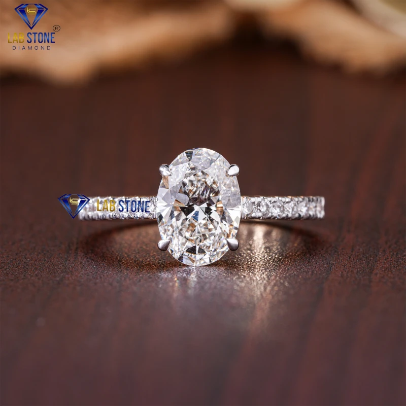 2.61+ Carat Oval & Round Cut Diamond Rose Gold Ring by Lab-Stone/ Ring With A Touch of Glamour / EF-VS color