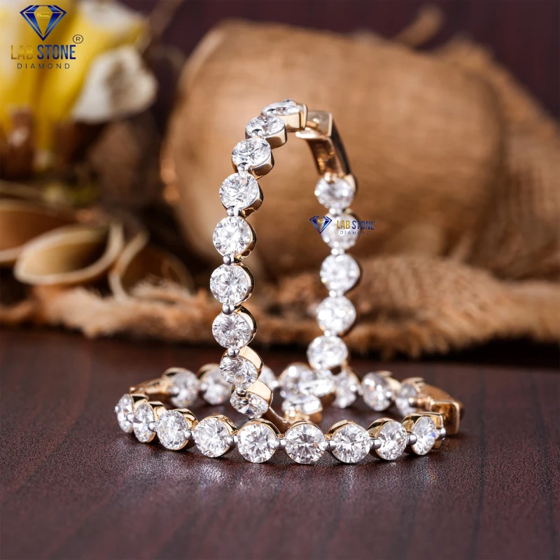10.44+ Carat Round Cut Diamond Rose Gold Earring / Hoop Earring / EF-VS Colour