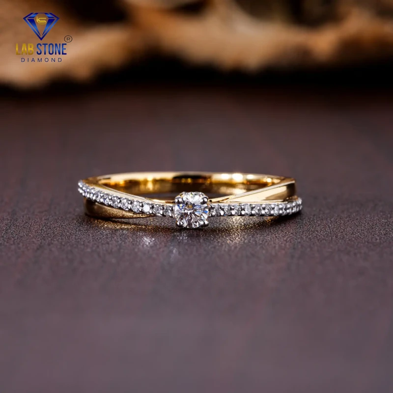 0.29+ Carat Round Cut Diamond Yellow Gold Ring / Minimalist Ring / EF Color VS clarity