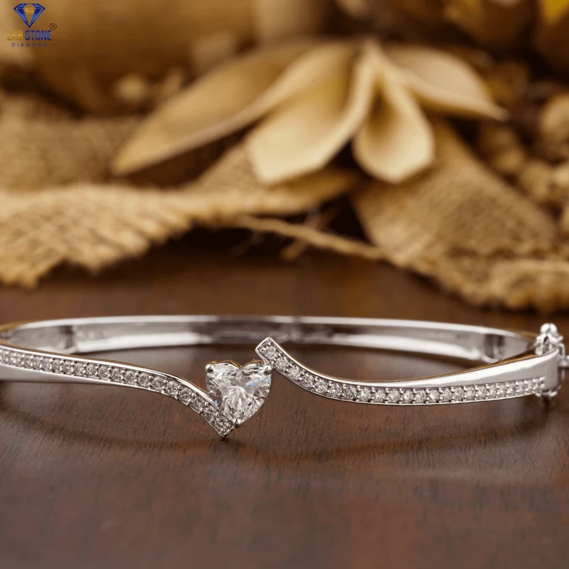 1.48+ Carat Heart And Round Brilliant Cut Diamond Bracelet, Engagement Bracelet, Wedding Bracelet, E Color, VVS2-VS2 Clarity