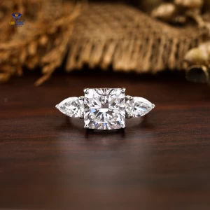 5.55+ Carat Cushion And Pear Brilliant Cut Diamond Ring, Engagement Ring, Wedding Ring, E Color, VVS2-VS2 Clarity
