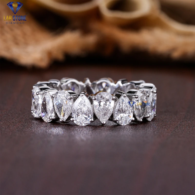 5.18+ Carat Pear Cut Diamond White Gold Ring / Full Eternity Band / EF color VS clarity