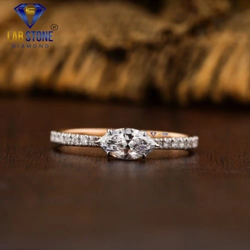 0.72+ Carat Marquise & Round Cut Diamond Ring, Engagement Ring, Wedding Ring, E Color, VVS2-VS2 Clarity