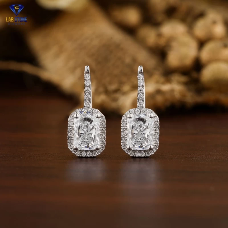1.78+ Carat Radiant and Round Brilliant Cut Diamond Earring, Engagement Earring, Wedding Earring, E Color, VVS2-VS2 Clarity