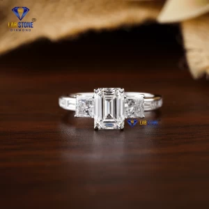 2.13+ Carat Emerald,Princess And Baguette Brilliant Cut Diamond Ring, Engagement Ring, Wedding Ring, E Color, VVS2-VS2 Clarity