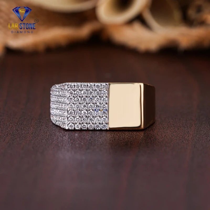 0.74+ Carat Round Cut Diamond Rose Gold Ring / Men's iced out Ring / EF color VS clarity