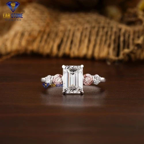 2.53+ Carat Emerald, Round Cut Diamond Ring, Engagement Ring, Wedding Ring, E Color, VVS2-VS2 Clarity