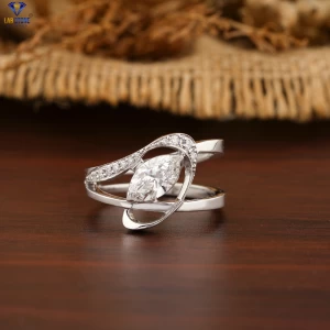 0.93+ Carat Marquies And Round Brilliant Cut Diamond Ring, Engagement Ring, Wedding Ring, E Color, VVS2-VS2 Clarity