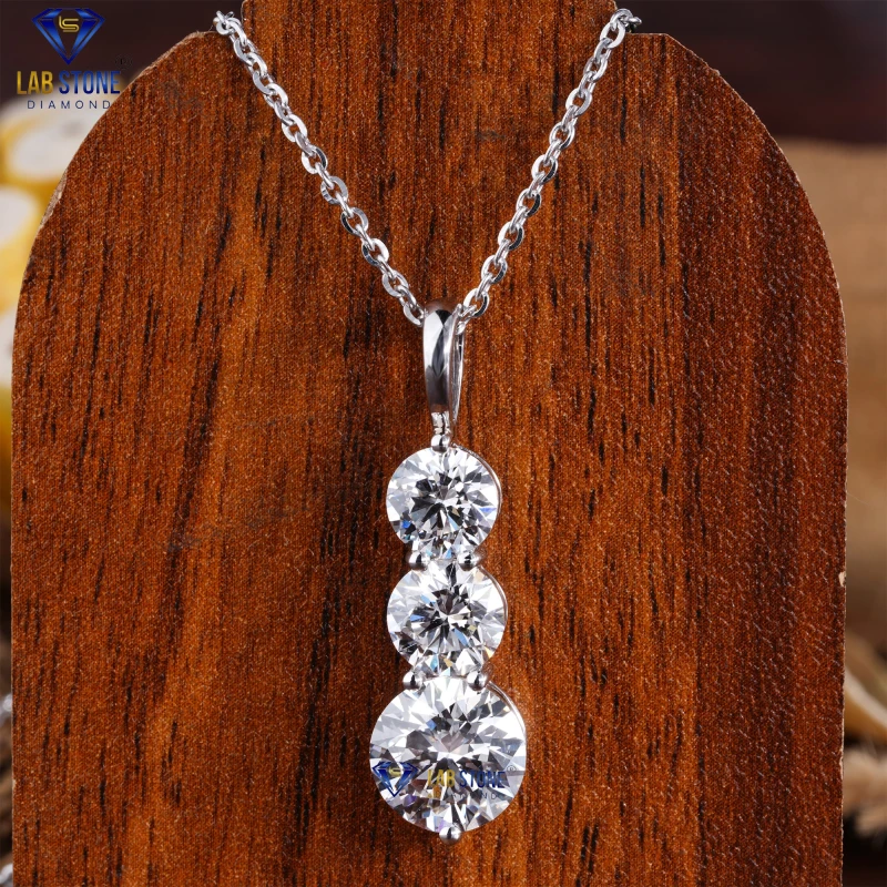 5.60+ Carat Round Cut Diamond White Gold Pendant by Labstone / Shine Beyond Compare Pendant / EF-VS color