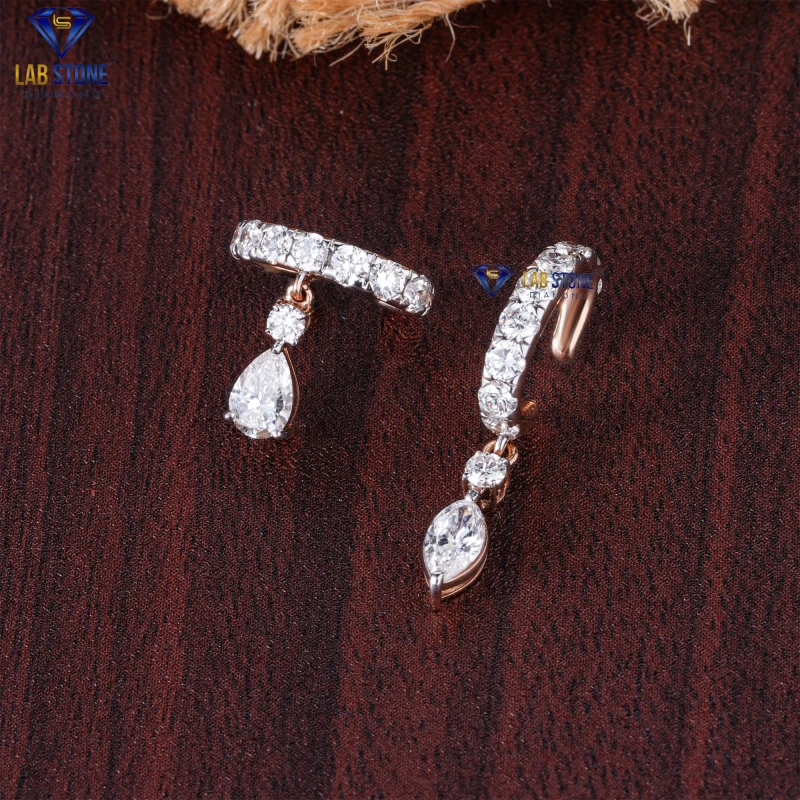 1.09+ Carat Marquise, Pear & Round Cut Diamond Rose Gold Earring by Labstone/ Dazzle with Every Turn / EF color VS clarity