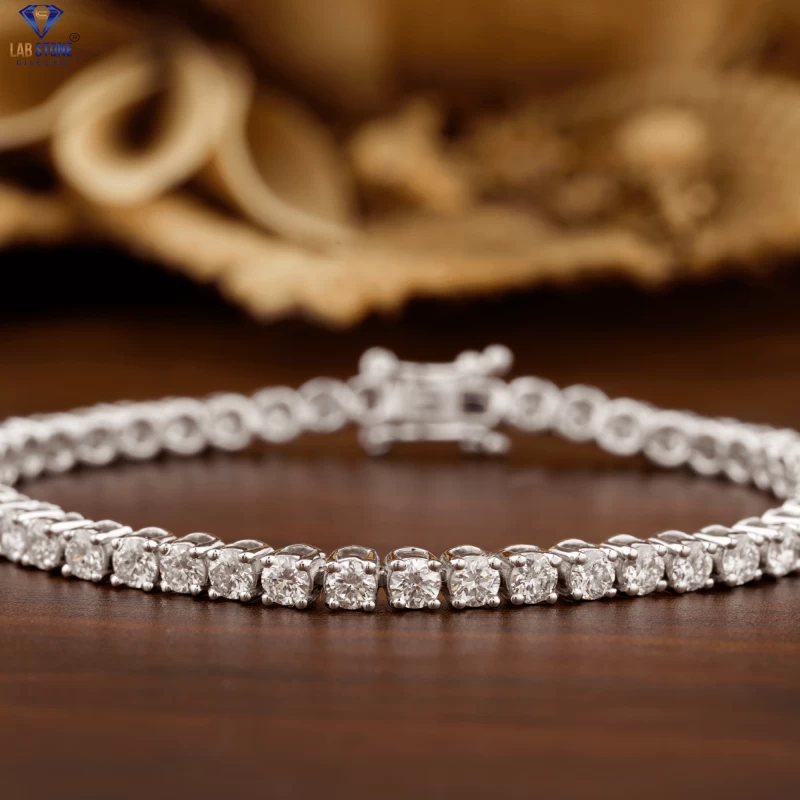 2.915+ Carat Round Brilliant Cut Diamond Bracelet, Engagement Bracelet, Wedding Bracelet, E Color, VVS2-VS2 Clarity