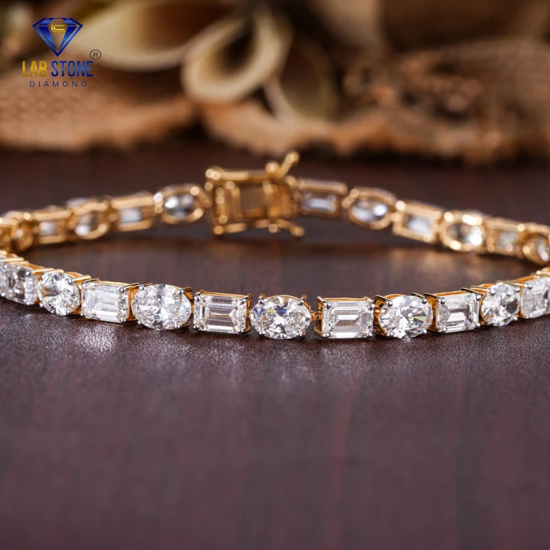 17.55+ Carat Emerald & Oval Cut Diamond Yellow Gold Bracelet / Tennis Bracelet / EF Color VS clarity