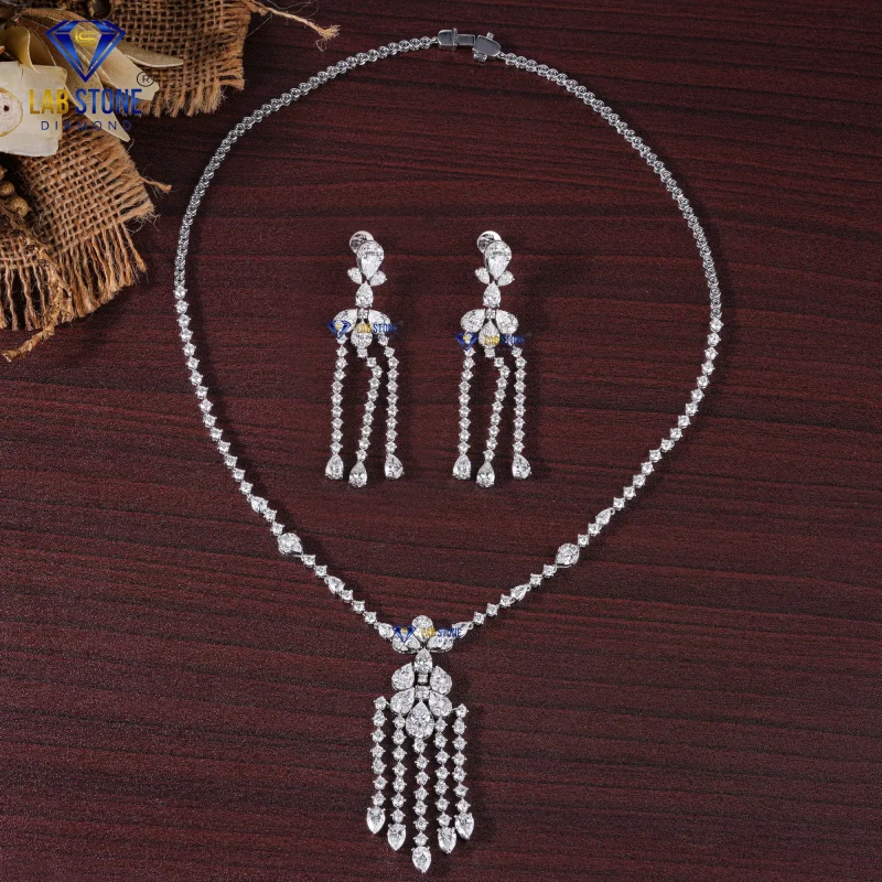 16.63+ Carat Pear & Round Cut Diamond White Gold Necklace / Charm Necklace / EF Color VS clarity