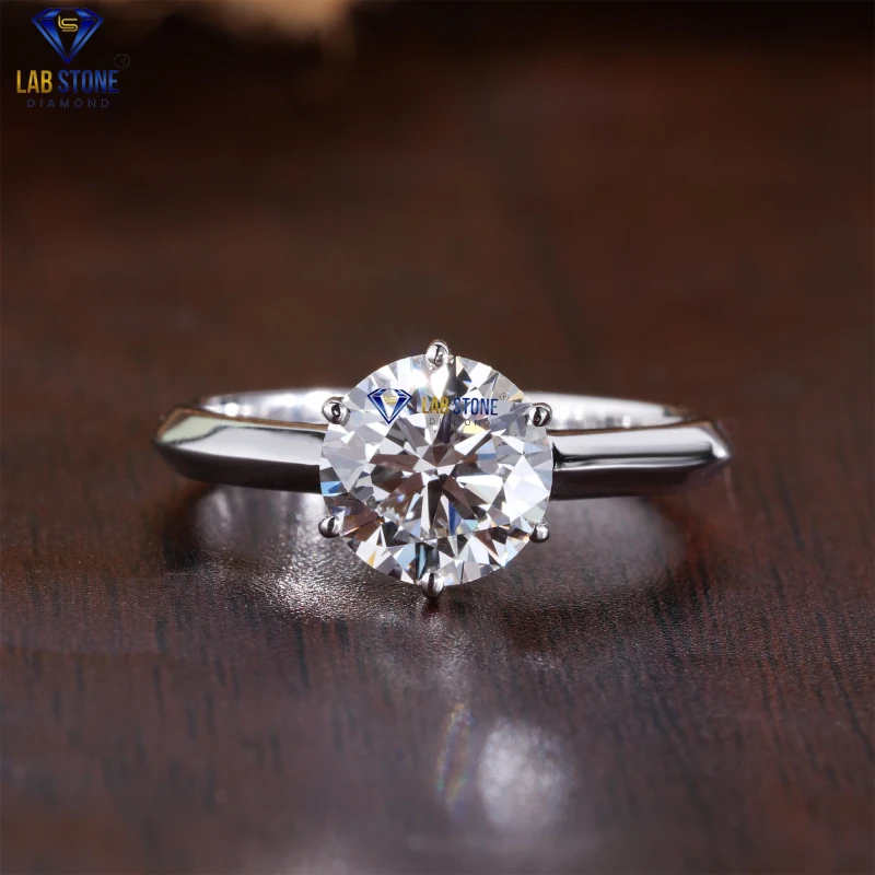 1.50+ Carat Round Cut Diamond White Gold Ring by Lab-Stone / Elegant Ring With perfect Finishing touch / EF-VS color