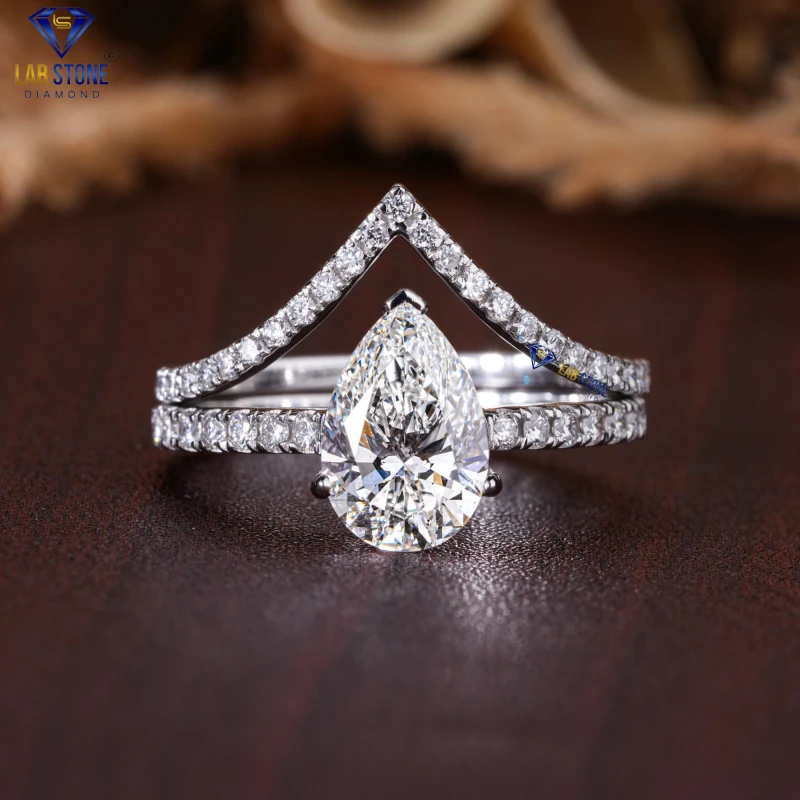 2.228+ Carat Pear & Round Cut Diamond White Gold Ring / Ring with Band / EF-VS Colour