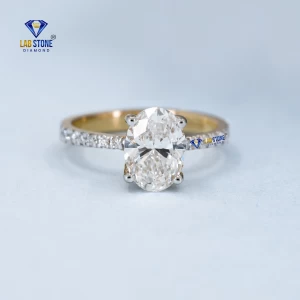 1.27+ Carat Oval And Round Brilliant Cut Diamond Ring, Engagement Ring, Wedding Ring, E Color, VVS2-VS2 Clarity