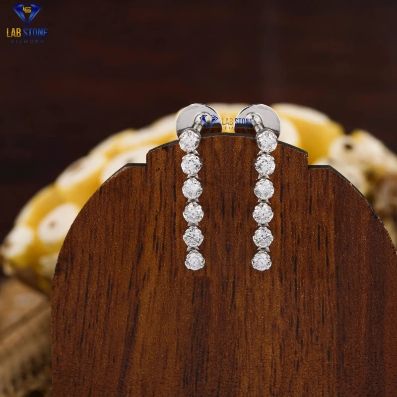 0.70+ Carat Round Brilliant Cut Diamond Earring, Engagement Earring, Wedding Earring, E Color, VVS2-VS2 Clarity