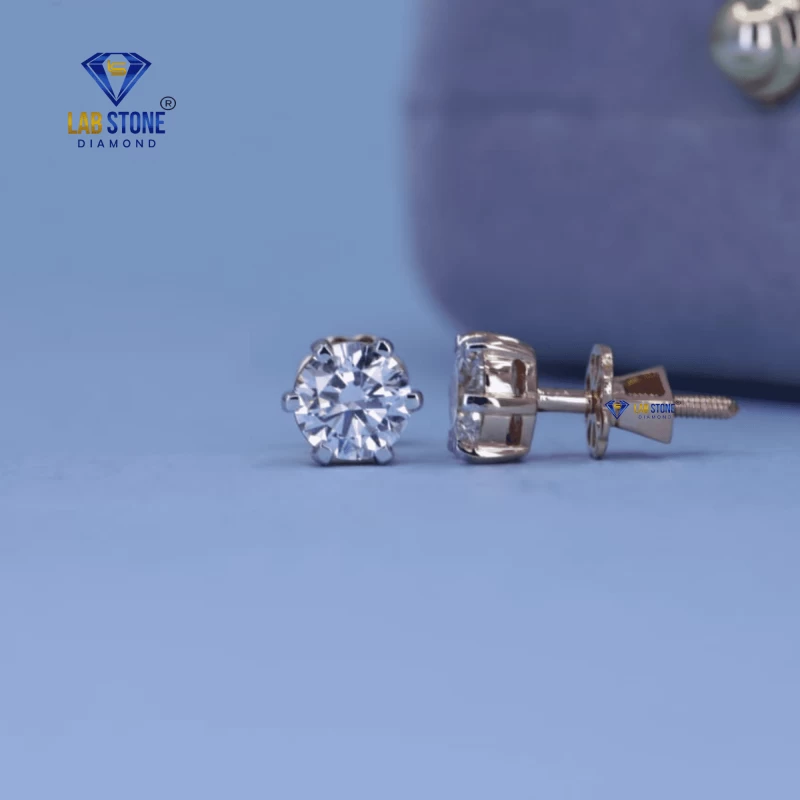 0.90+ Carat Round Brilliant Cut Diamond Earring, Engagement Earring, Wedding Earring, E Color, VVS2-VS2 Clarity