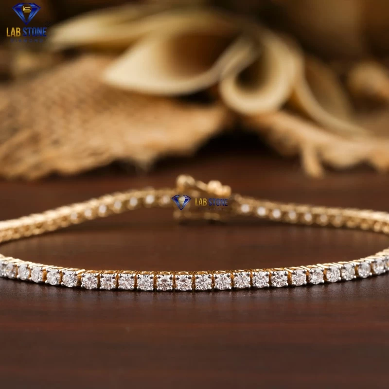 2.01+ Carat Round Brilliant Cut Diamond Bracelet, Engagement Bracelet, Wedding Bracelet, E Color, VVS2-VS2 Clarity