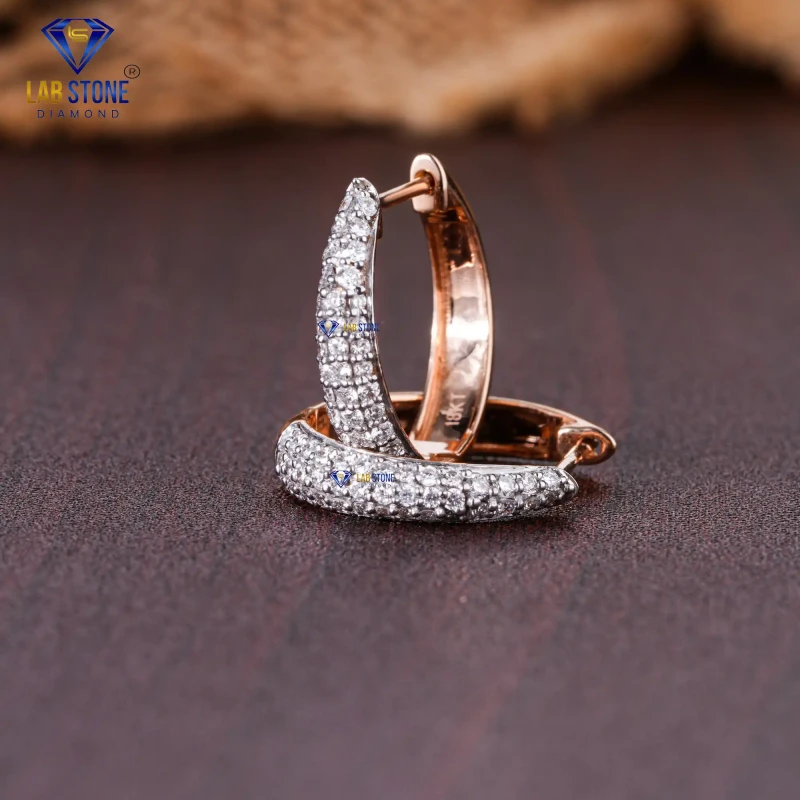 0.27+ Carat Round Cut Diamond Rose Gold Earring / Hoop Earring / EF-VS Colour