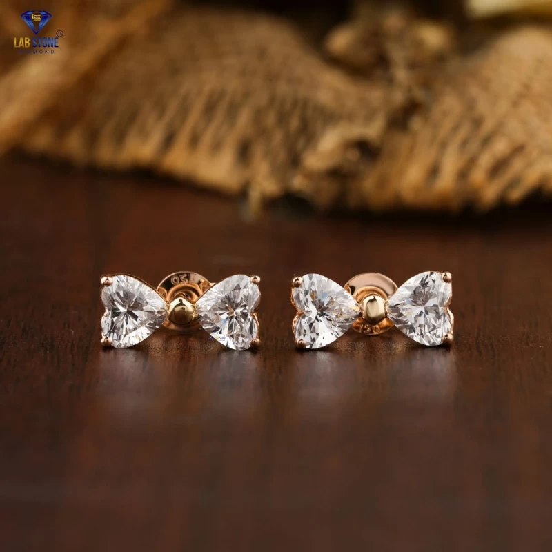 2.60+ Carat Heart Brilliant Cut Diamond Earring, Engagement Earring, Wedding Earring, E Color, VVS2-VS2 Clarity