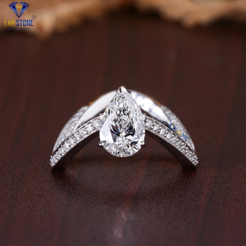 2.504+ Carat Pear & Round Cut Diamond White Gold Ring / Engagement Ring / EF-VS Colour