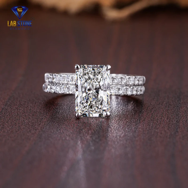 2.83+ Carat Radiant & Round Cut Diamond White Gold Ring / Ring with Band / EF color VS clarity