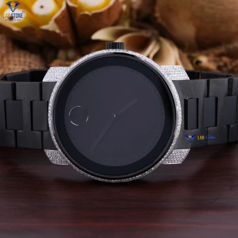 2.12 TDW Round Cut Diamond Watch by Lab Stone / DazzleDial Moissanite Diamond Watch