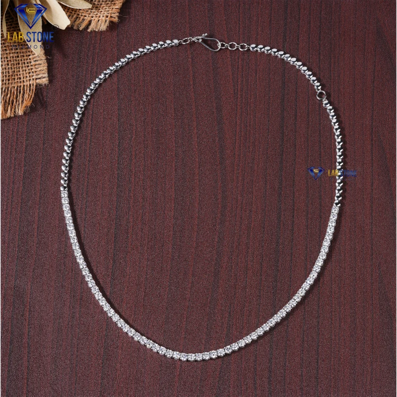9.00+ Carat Round Cut Diamond White Gold Necklace / Tennis Necklace / EF-VS Colour