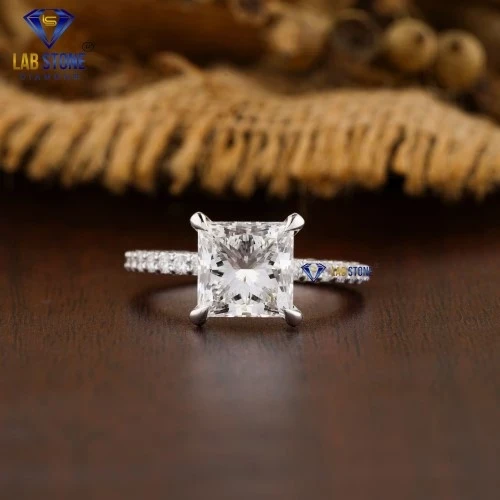 4.54+ Carat Princess & Round Cut Diamond Ring, Engagement Ring, Wedding Ring, E Color, VVS2-VS2 Clarity