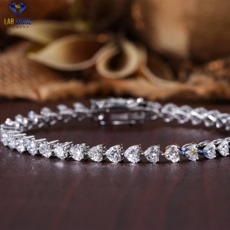 4.44+ Carat Heart Cut Diamond White Gold Bracelet / Tennis Bracelet / EF-VS Colour