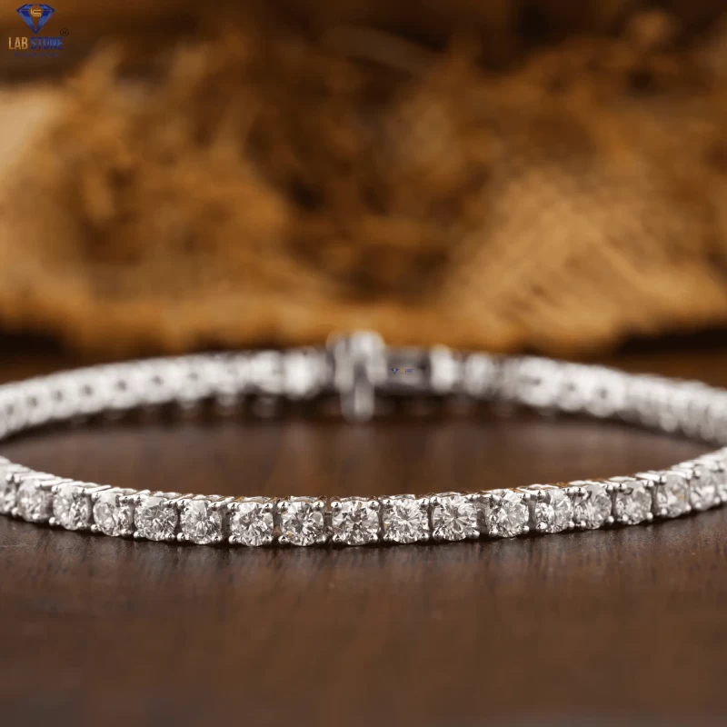 3.71+ Carat Round Brilliant Cut Diamond Bracelet, Engagement Bracelet, Wedding Bracelet, E Color, VVS2-VS2 Clarity