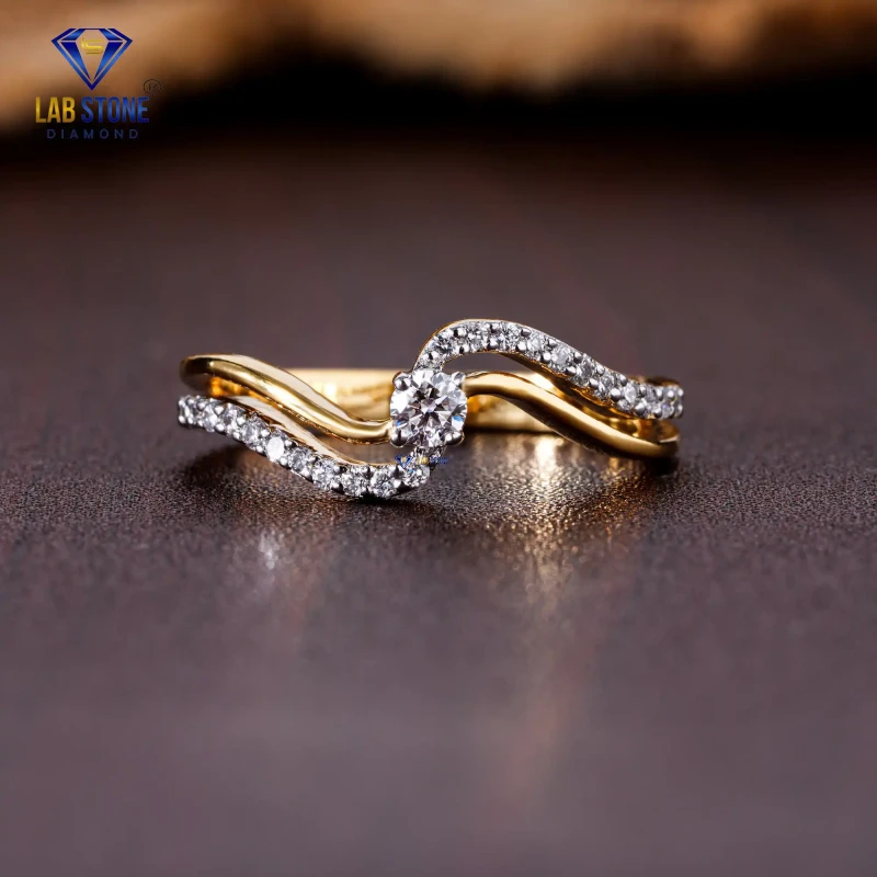 0.23+ Carat Round Cut Diamond Yellow Gold Ring / Party Wear Minimalist Ring / EF Color VS clarity