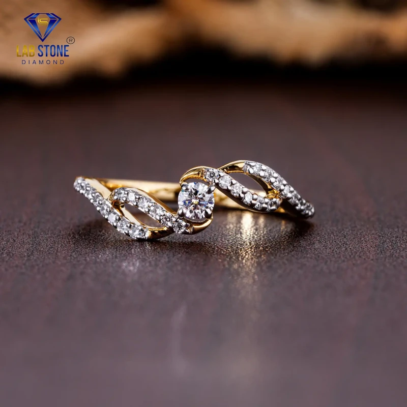 0.23+ Carat Round Cut Diamond Yellow Gold Ring / Minimalist Ring / EF Color VS clarity