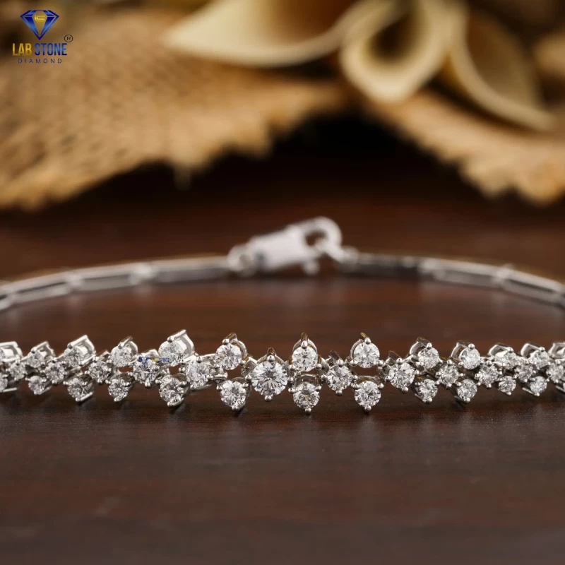 1.342+ Carat Round Brilliant Cut Diamond Bracelet, Engagement Bracelet, Wedding Bracelet, E Color, VVS2-VS2 Clarity