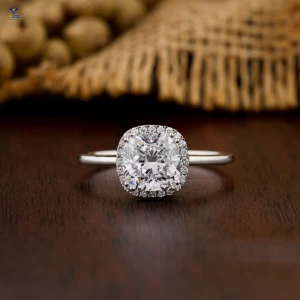 1.75+ Carat Cushion and Round Brilliant Cut Diamond Ring, Engagement Ring, Wedding Ring, E Color, VVS2-VS2 Clarity