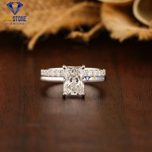 1.70+ Carat Radiant & Round Diamond White Gold ring by Labstone ,Diamond Promise Ring ,EF-VS color