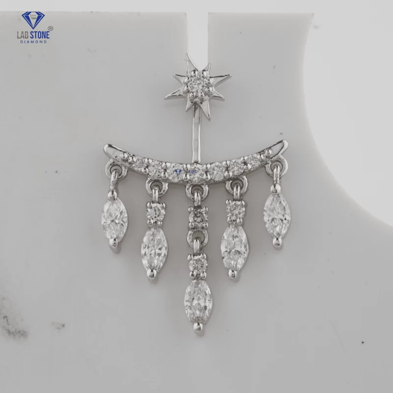 1.272+ Carat Marquise and Round Brilliant Cut Diamond Earring, Engagement Earring, Wedding Earring, E Color, VVS2-VS2 Clarity