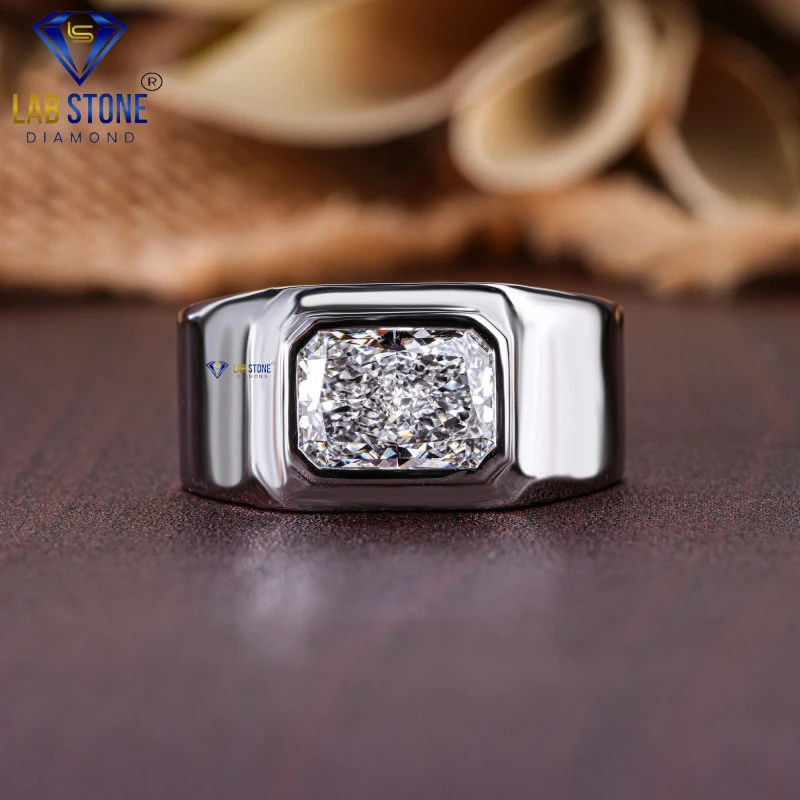 3.01+ Carat Radiant Cut Diamond White Gold Ring / Men's Engagement Ring / EF-VS Colour