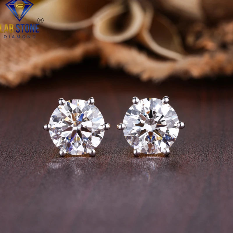10.00+ Carat Round Cut Diamond Yellow Gold Earring / Stud Earring / EF-VS Colour
