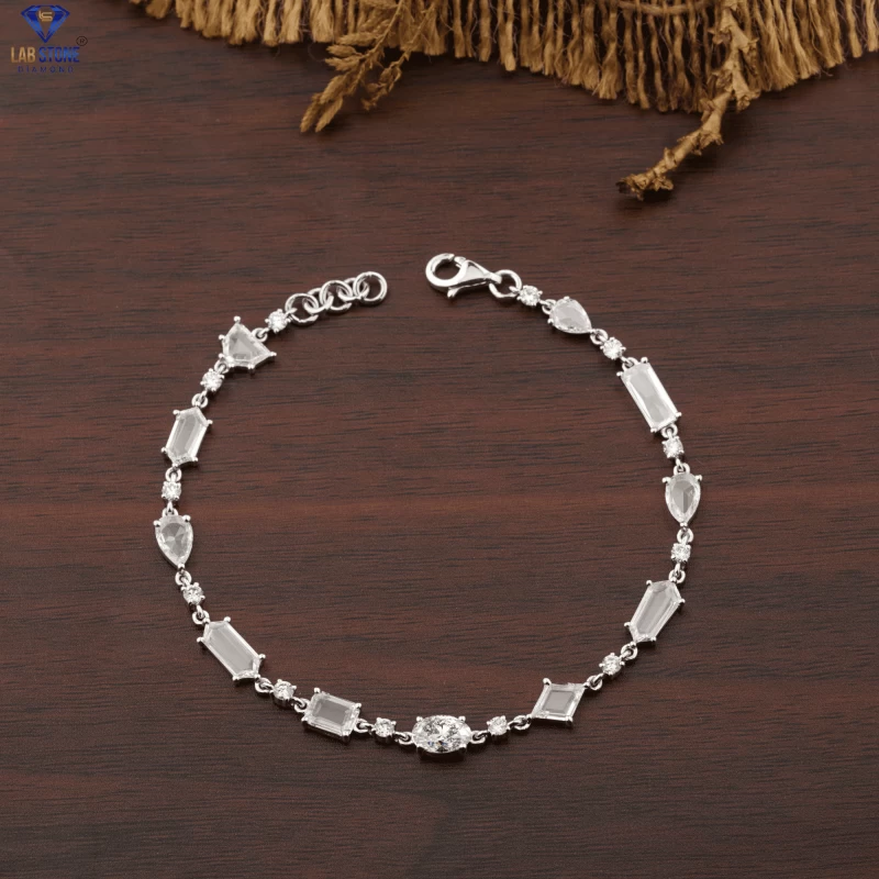 5.42+ Carat Rose Cut Diamond Bracelet, Engagement Bracelet, Wedding Bracelet, E Color, VVS2-VS2 Clarity