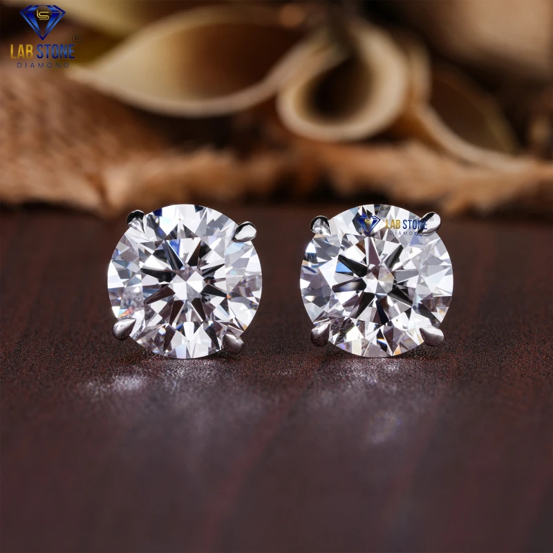 8.02+ Carat Round Cut Diamond White Gold Earring / Stud Earring / EF-VS Colour