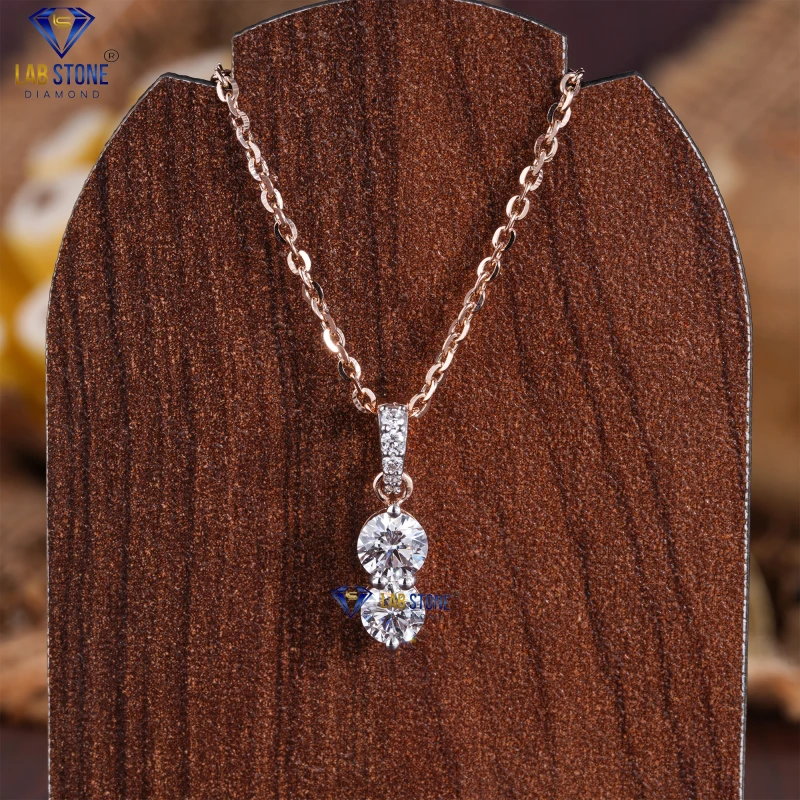 1.71+ Carat Round Cut Diamond Rose Gold Pendant by Labstone/ Sparkle on your exceptional way/ EF-VS color