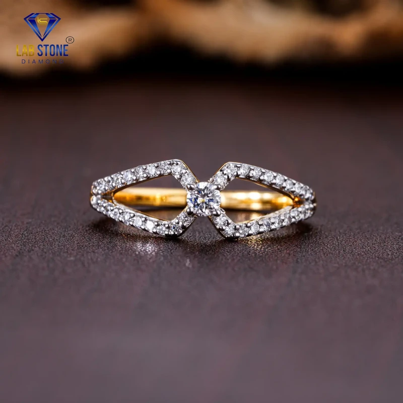 0.32+ Carat Round Cut Diamond Yellow Gold Ring / Elegant Minimalist Ring / EF Color VS clarity